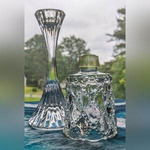 Vintage PARTYLITE Glass Quilted Peglite Votive Cup Candle Holder w/ Candlestick